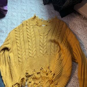 Yellow Cable Knit Sweater